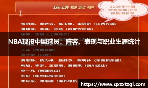 NBA现役中国球员：阵容、表现与职业生涯统计